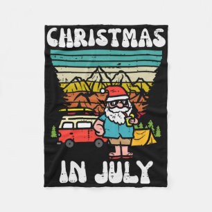 Christmas In July Camper Van Santa Retro Xmas Men Fleece Blanket