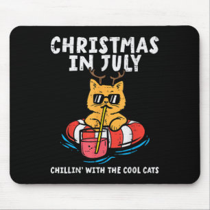 Christmas In July Chillin Cool Cats Funny Meowy Xm Mouse Pad