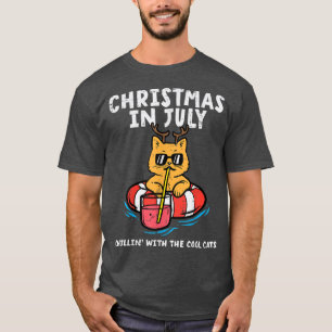 Christmas In July Chillin Cool Cats Funny Meowy Xm T-Shirt