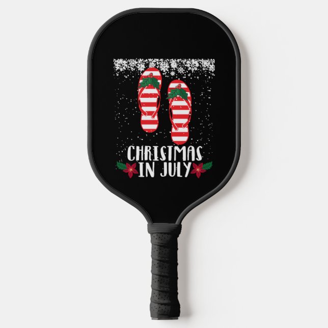 Christmas In July Christmas Flip Flops Summer Holi Pickleball Paddle (Front)