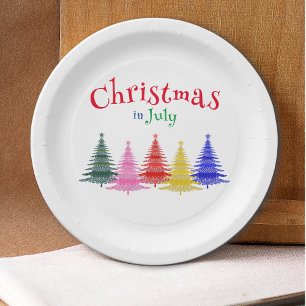 Christmas in July Colorful Party Paper Plate