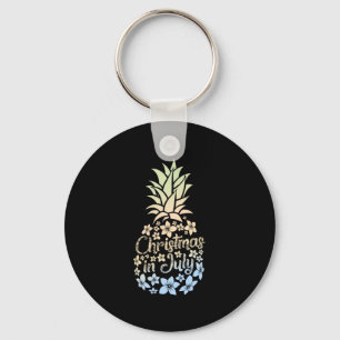 Christmas In July Colourful Pineapple Beach Summer Key Ring