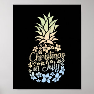 Christmas In July Colourful Pineapple Beach Summer Poster