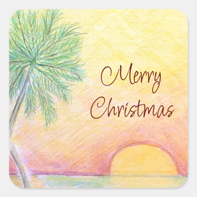 Christmas in July Colourful Tropical Beach  Square Sticker (Front)
