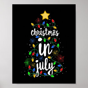 Christmas In July Colourful Xmas Tree Lights Hawai Poster