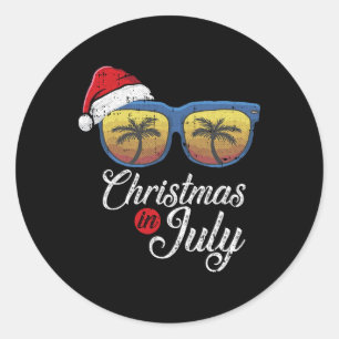 Christmas In July Cool Hawaiian Beach Summer Vacat Classic Round Sticker