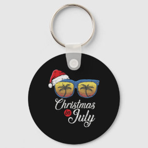 Christmas In July Cool Hawaiian Beach Summer Vacat Key Ring