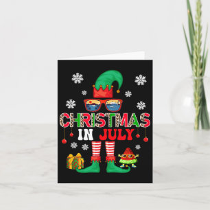 Christmas In July Costume Elf Sungles Beach Lover Card