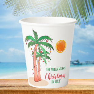 Christmas in July Custom Name Paper Cups