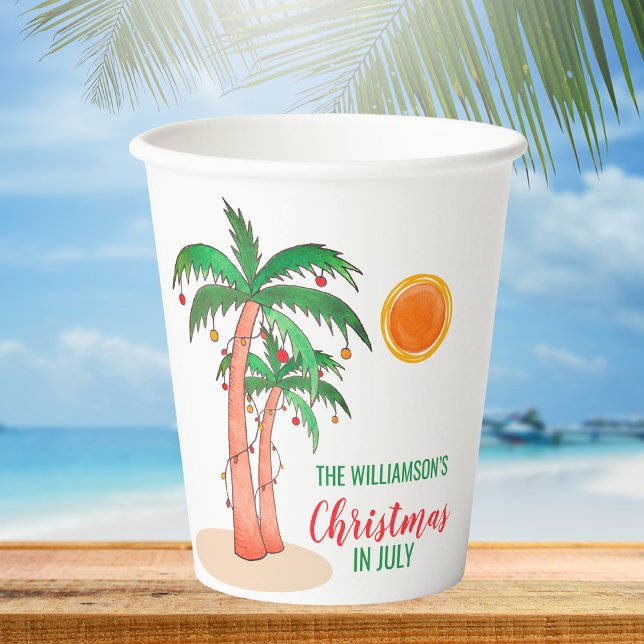 Christmas in July Custom Name  Paper Cups (Creator Uploaded)