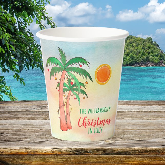 Christmas in July Custom Name Party  Paper Cups (Creator Uploaded)