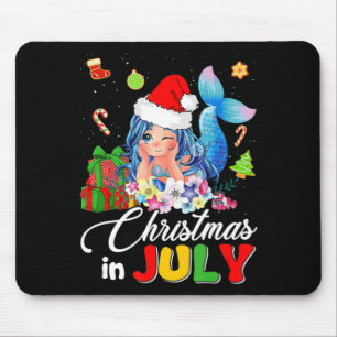 Christmas In July Cute Anime Mermaid Santa Hat Sum Mouse Pad