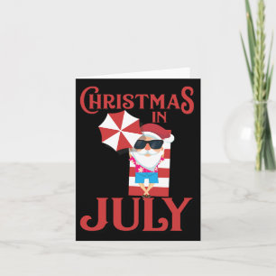 Christmas In July Cute Beach Santa Claus Gift Card