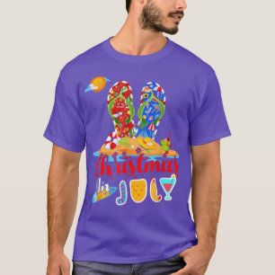 Christmas In July Cute Flip Flops On Seaside Summe T-Shirt