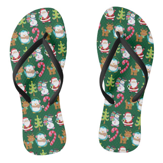 Christmas in July Cute Green Thongs (Footbed)