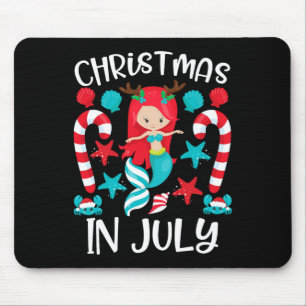 Christmas In July Cute Mermaid Summer Mouse Pad