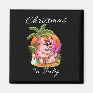 Christmas In July Cute Pig Funny Summer Vaccation Magnet