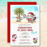 Christmas In July Cute Santa Summer Christmas Invitation<br><div class="desc">Christmas in July or Aussie Christmas party invitation with a cute Santa Claus and his buddies on the Beach. Personalise the text and have fun :) - Kate Eden Art</div>