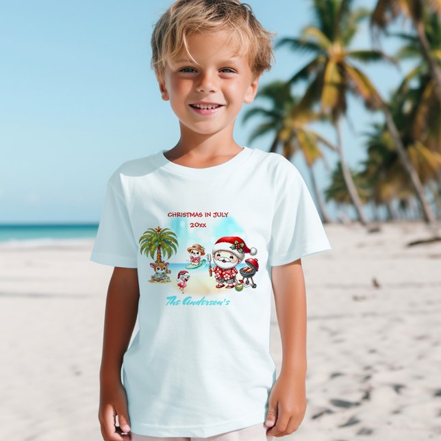 Christmas In July Cute Santa Summer Name Kids T-Shirt (Christmas In July Cute Santa Summer Name Kids T-Shirt)