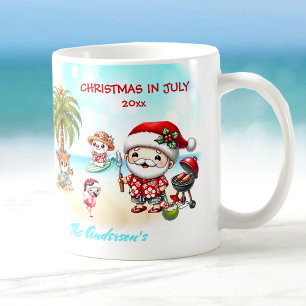 Christmas In July Cute Santa Tropical Summer  Coffee Mug