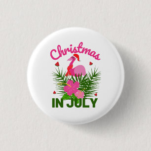Christmas in july cute summer flamingo 3 cm round badge