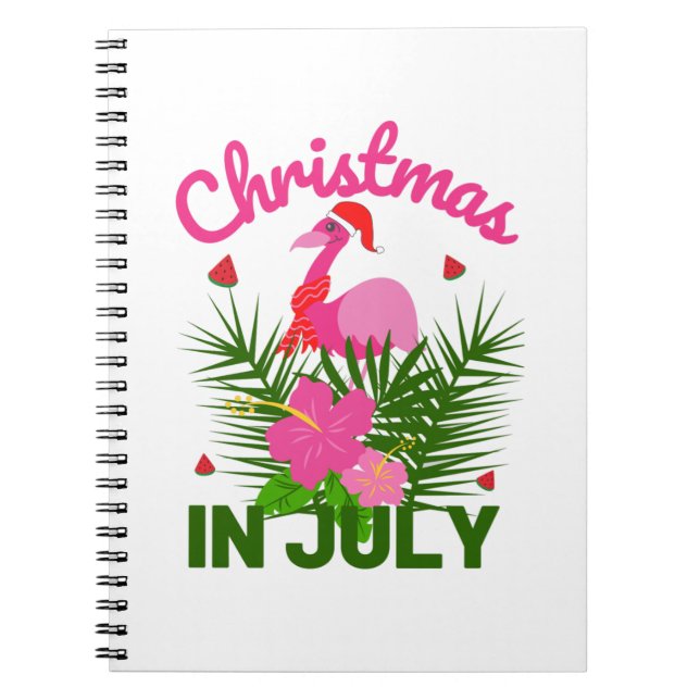 Christmas in july cute summer flamingo notebook (Front)