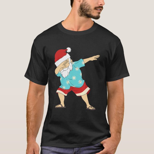 Christmas In July Dabbing Santa Claus Hawaiian Sum T-Shirt (Front)