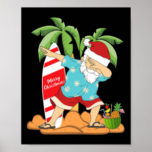 Christmas In July Dabbing Santa Summer Watermelon Poster