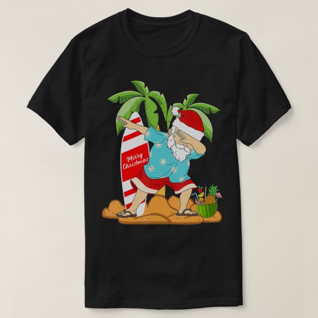 Christmas In July Dabbing Santa Summer Watermelon  T-Shirt (Design Front)