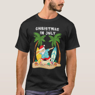 Christmas In July Dabbing Santa   Tropical Beach S T-Shirt
