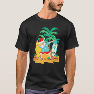 Christmas In July Dabbing Santa Tropical Beach Su T-Shirt