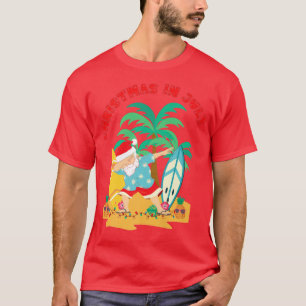 Christmas in July Dabbing Santa  Tropical Beach Su T-Shirt