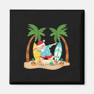 Christmas In July Dabbing Santa Tropical Beach Sur Magnet
