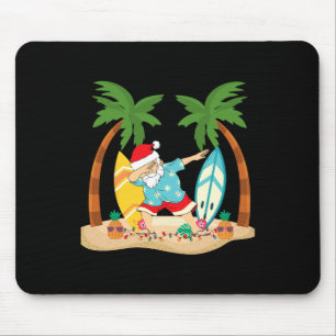 Christmas In July Dabbing Santa Tropical Beach Sur Mouse Pad
