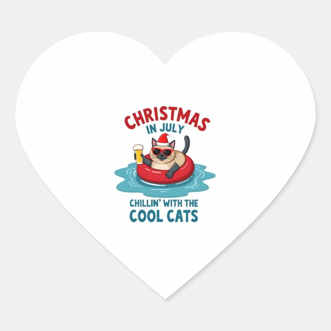 Christmas In July Daddy Mummy Chillin With The Sia Heart Sticker (Front)