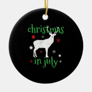 Christmas In July Deer Hunting Ceramic Ornament