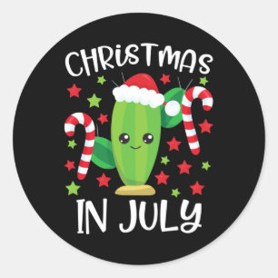 Christmas In July Desert Cactus Cute Santa Succule Classic Round Sticker