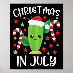 Christmas In July Desert Cactus Cute Santa Succule Poster