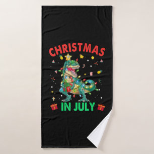 Christmas In July Dinosaur Xmas Tree T Rex Summer Bath Towel