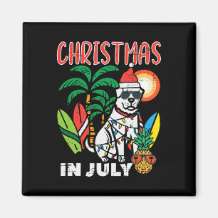 Christmas In July Dog Lover Beach Xmas Summer Men  Magnet
