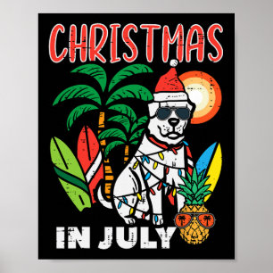 Christmas In July Dog Lover Beach Xmas Summer Men  Poster