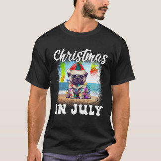 Christmas in July Dog Lover Xmas Funny Pug Mum Sum T-Shirt