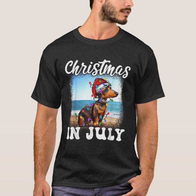 Christmas in July Dog Xmas Lover Funny Dachshund M T-Shirt (Front)