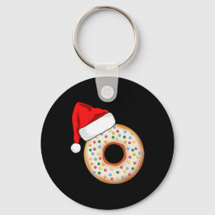 Christmas In July Doughnut Sprinkles Santa Hat Sum Key Ring