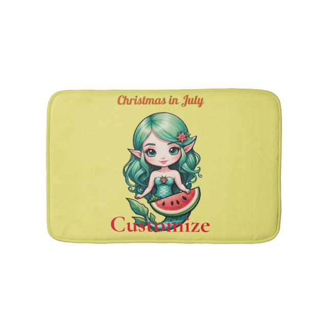 Christmas in July Elf  Mermaid Thunder_Cove  Bath Mat (Front)