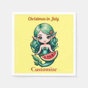Christmas in July Elf Mermaid Thunder_Cove Napkin