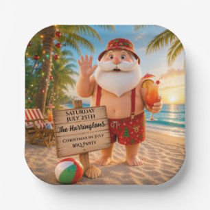 Christmas in July Family BBQ Paper Plate