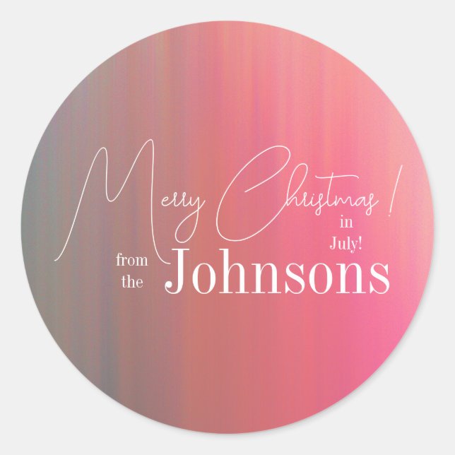 Christmas in July Family Name Classic Round Sticker (Front)