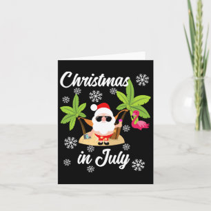 Christmas In July Flamingo And Hawaiian Lover Card