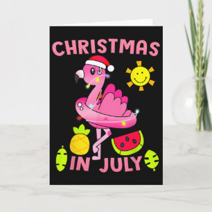 Christmas In July Flamingo Beach Summer Christmas  Card